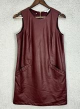JACK  sheath dress womens 4 maroon vegan leather pockets zipper biker grunge Photo 0
