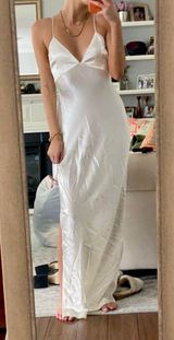 White Satin Maxi Dress Photo 0