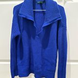Lauren Ralph Lauren Large Stand Collar Knit Pullover Sweater Royal Blue Photo 0