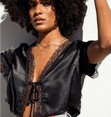 Vintage Tie Up Top Black Photo 0