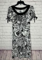 Three Dots Women’s White & Black Floral Knit Dress Size XS Photo 0