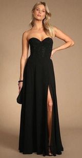 Lulus Remember This Moment Black Rhinestone Strapless Maxi Dress Size Small Photo 0