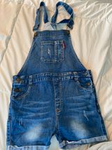 Denim Overall Shorts Blue Size XS Photo 0