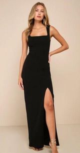 Lulus Inspiring Allure Black Square Neck Column Maxi Dres Size Large Photo 0