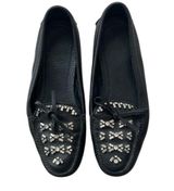 Prada  Black Crystal Embellished Leather Loafers Photo 0