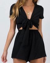 Black tie Front Romper Photo 0