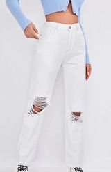 White Denim Straight Jeans Size XS Photo 0