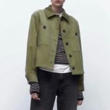 Green Corduroy Jacket Oversized Barn Jacket M Boxy Photo 0
