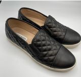 Steve Madden Black Faux Leather Quilted Slip On Sneakers Flats Womens 10 Shoes Photo 0