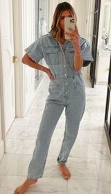 We the Free Marci Denim Jumpsuit Light Blue Photo 0