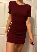 Forever 21 Maroon Ribbed Dress Photo 0