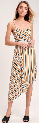 Lulus Stripped Asymmetrical Dress Photo 0