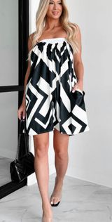 Black And White Geometric Romper Photo 0