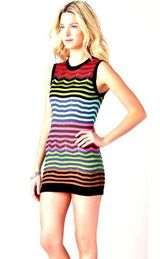 Missoni M  Sz 40 US 4 Colorblock Stripe Mini Chevron Stripe Knit Dress Sleeveless Photo 0