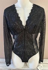 Inc international Lace & Mesh Sheer Long-Sleeve Bodysuit - NWT Photo 0