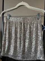 Cream White Gold Sequin Mini Skirt Photo 0