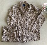 Apt. 9 Satin Leopard Print pajama set oversized button Down   Photo 0
