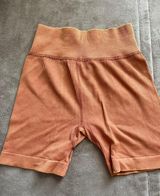SO Orange Ribbed Biker Shorts Photo 0