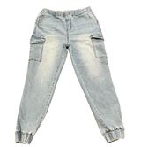 Light Wash Denim Cargo Jogger  Light Blue Size Large Photo 0