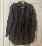 oversized black acid washed button down Photo 0