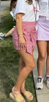 Gingham Mini Skirt With Bow Red Photo 0