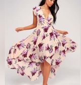 Lulus French Countryside Blush Floral Print High-Low Dress Photo 0