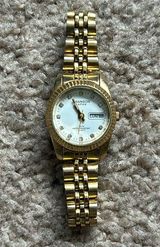 Swanson womens vintage dainty gold tone crystal watch one size measurement shown Photo 0