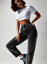 Women's Black Acid Wash Mid Rise Jeans - Size 10 Photo 0