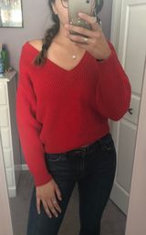 Thrifted Red Cropped Sweater Size M Photo 0