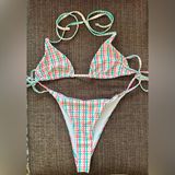 Plaid Multicolor Bikini Set Pink Photo 0