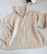 ZARA beige half zip up turtleneck sequin sweater pullover Photo 0