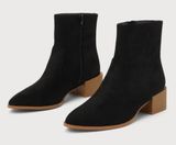Black Suede Pointed-Toe Ankle Boots Photo 0