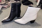 Bamboo Color Block Black And White Heel Boots Photo 0