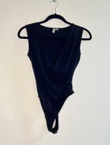 Faux Wrap Black Bodysuit Photo 0
