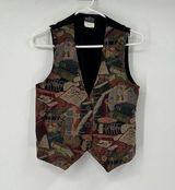FRITZI S Vest Tapestry VTG Y2K Books Library Teacher Librarian Professor Preppy Multiple Photo 0