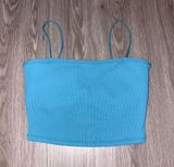 ALO Yoga Blue Ribbed Athletic Tank Top Photo 0