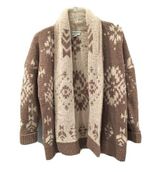 Knox Rose Cardigan Small Fuzzy Tribal Aztec Print Open Front Cream Tan Soft Photo 0