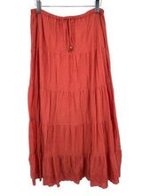 Kate Hill skirt women's M tiered ruffle hem pull on maxi lined eyelet coral Photo 0