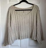Free People Women Good Day Cropped Sweater Beige oversized Size M Photo 0