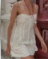 NWT  POLKA DOT LINEN BLEND MINI DRESS Photo 0