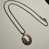 Hummingbird Copper Tone Metal  Bird Pendant Silver Tone 20 Inch Chain Necklace Photo 0