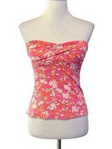 Lilly Pulitzer Strapless Tankini Swim Top Twist Front Pink Floral Womens Size XS Photo 0