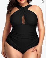 Daci Womens Front Cross Plus Size  Swimsuits Tummy Control Keyhole Photo 0