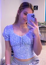 Light Blue Floral Top Photo 0