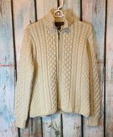 Vintage Made in Ireland Inis Crafts 100% Merino Wool Full Zip Cardigan Sweater Size M Photo 0