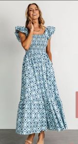NWT Blue Baltic Born Smocked Maxi Dress Photo 0