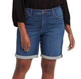 NWT ~ AVA & VIV Dark Wash Denim Blue Jean High Rise Shorts ~ Women's Plus 22W Photo 0