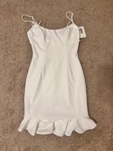 Aces Cami Strap Ruffle Hem Mini Bodycon Dress White Photo 0