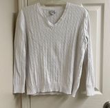 kim rogers White V neck cable knit golf tennis sweater pickle ball old money Photo 0