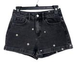 PacSun SZ 25 Jean Mom Shorts Floral Daisy Embroidered Cuffed Pocket Zip-Fly Gray Photo 0